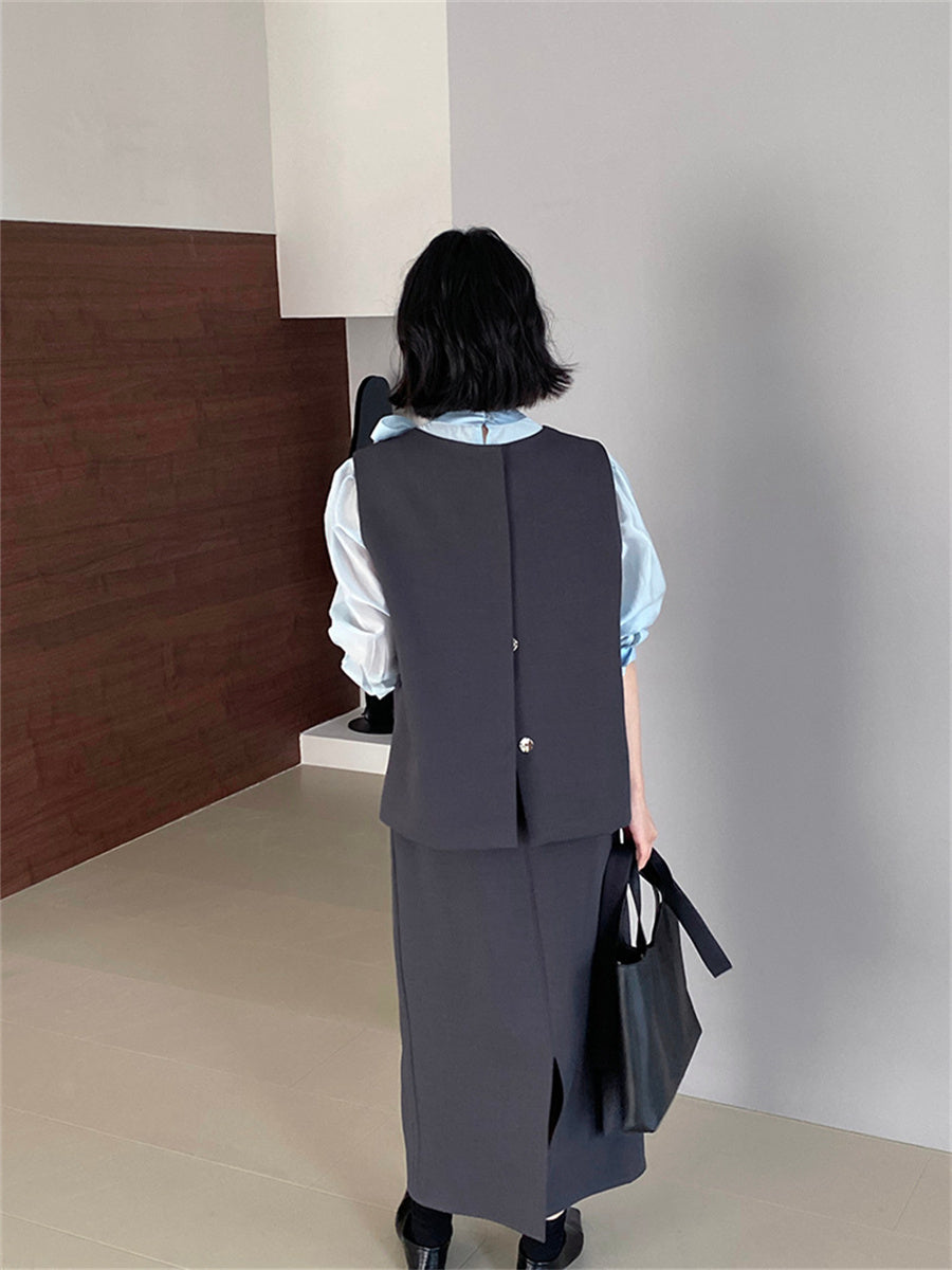Liber Autumn Women's Solid Color Suit Two-Piece Set