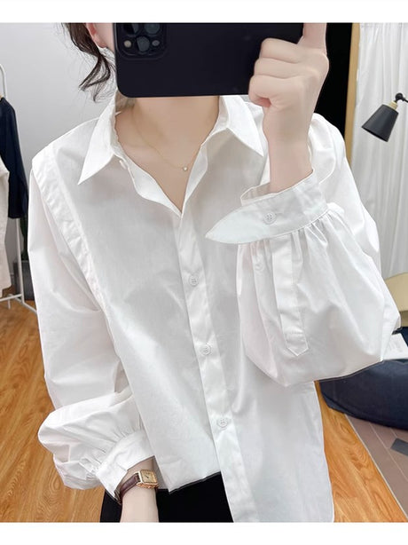 Liber Fall Women's Solid Puff Sleeve Shirt