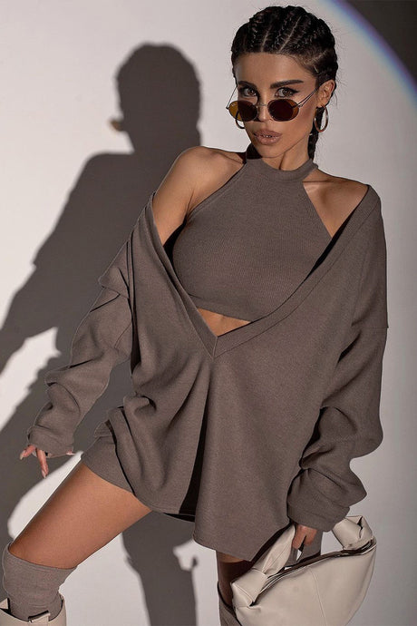 Liber Autumn Women's 3 Color Tank Top and Short Dress Two-Piece Set
