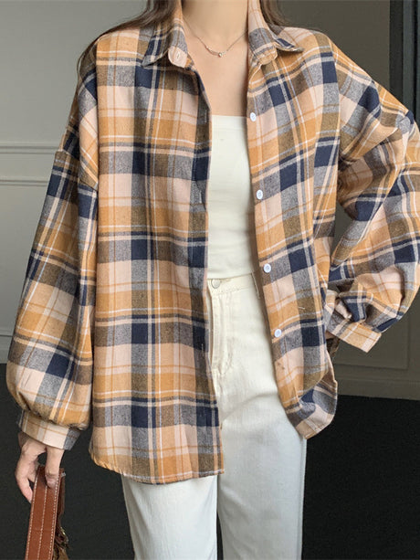 Liber Autumn Women's 14 Color Plaid Shirt