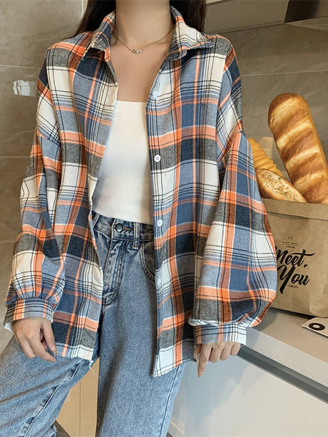 Liber Autumn Women's 14 Color Plaid Shirt