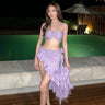 Liber Summer Women's 3D Flower Tube Top and Irregular Ruffles HemTwo-Piece Set