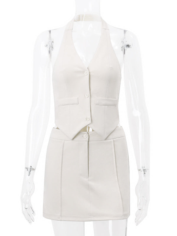 Liber Summer Women's Solid Color Two-Piece Set