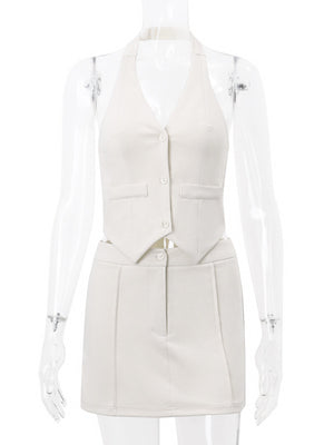 Liber Summer Women's Solid Color Two-Piece Set