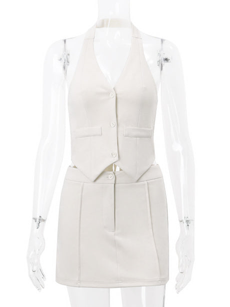 Liber Summer Women's Solid Color Two-Piece Set