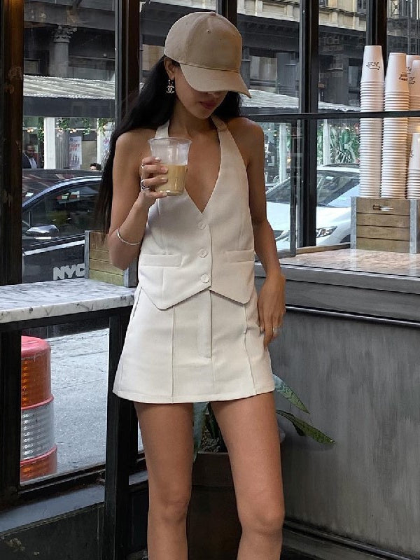 Liber Summer Women's Solid Color Two-Piece Set