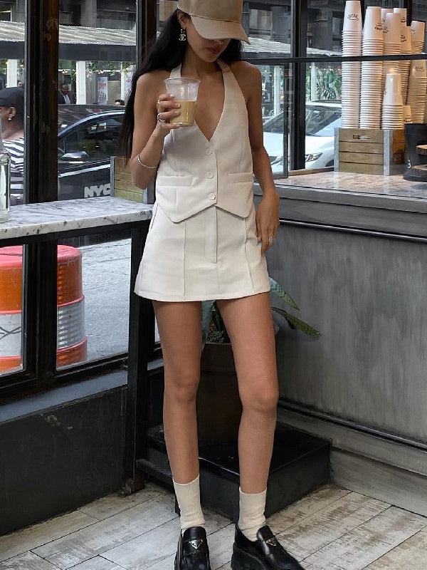 Liber Summer Women's Solid Color Two-Piece Set