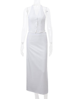 Liber Summer Women's Solid Color Two-Piece Set