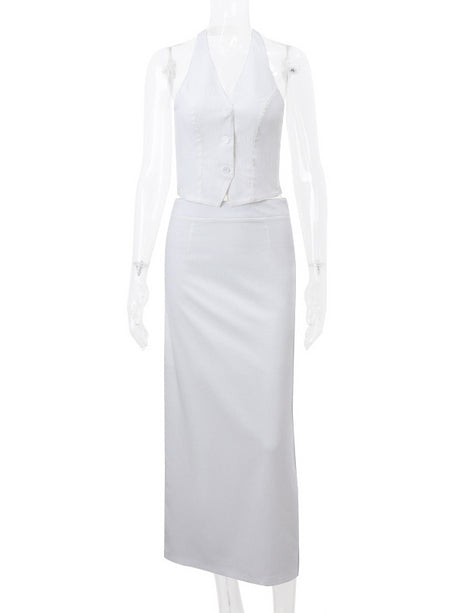 Liber Summer Women's Solid Color Two-Piece Set