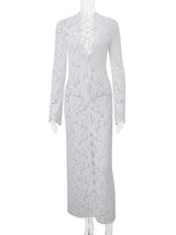 Liber Spring and Autumn Women's Lace Maxi Dress