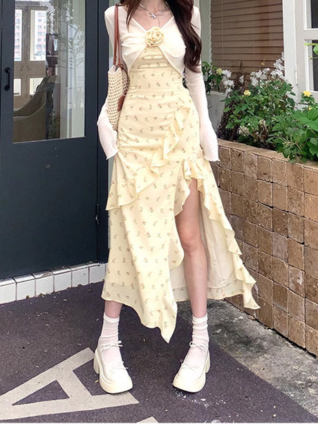 Liber Fall Women's Printed Slit Two-Piece Set