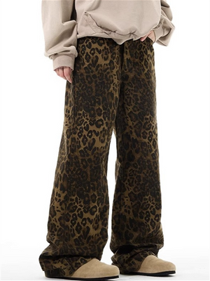 Liber AW Neutral Style Leopard Jeans