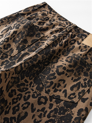 Liber AW Neutral Style Leopard Jeans