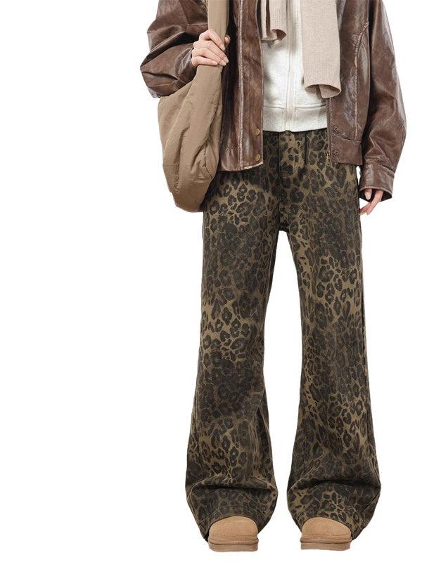 Liber AW Neutral Style Leopard Jeans