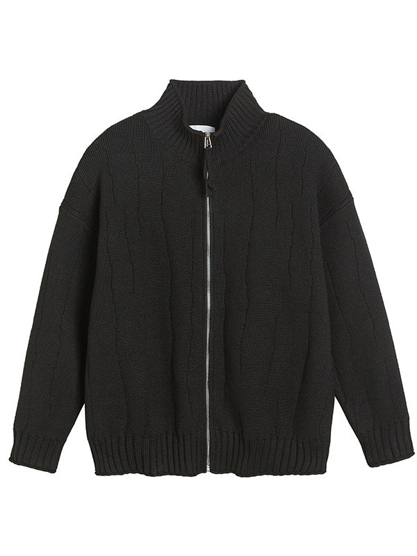 Liber AW Men's Solid Zip-up Cardigan