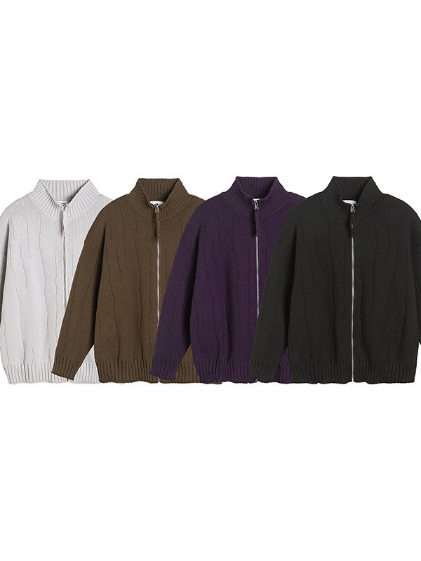 Liber AW Men's Solid Zip-up Cardigan