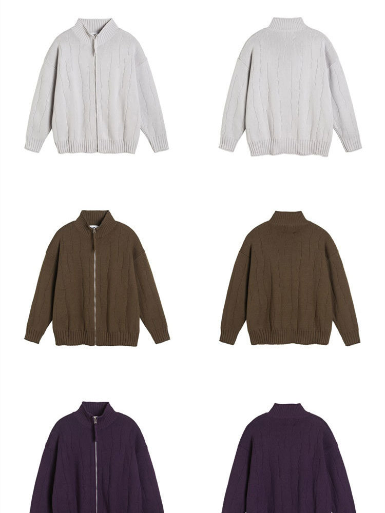 Liber AW Men's Solid Zip-up Cardigan