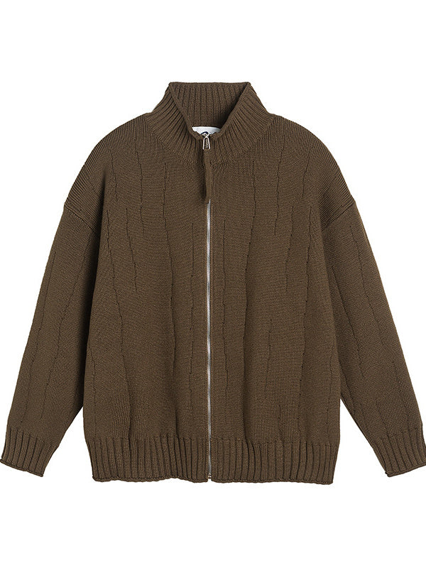 Liber AW Men's Solid Zip-up Cardigan
