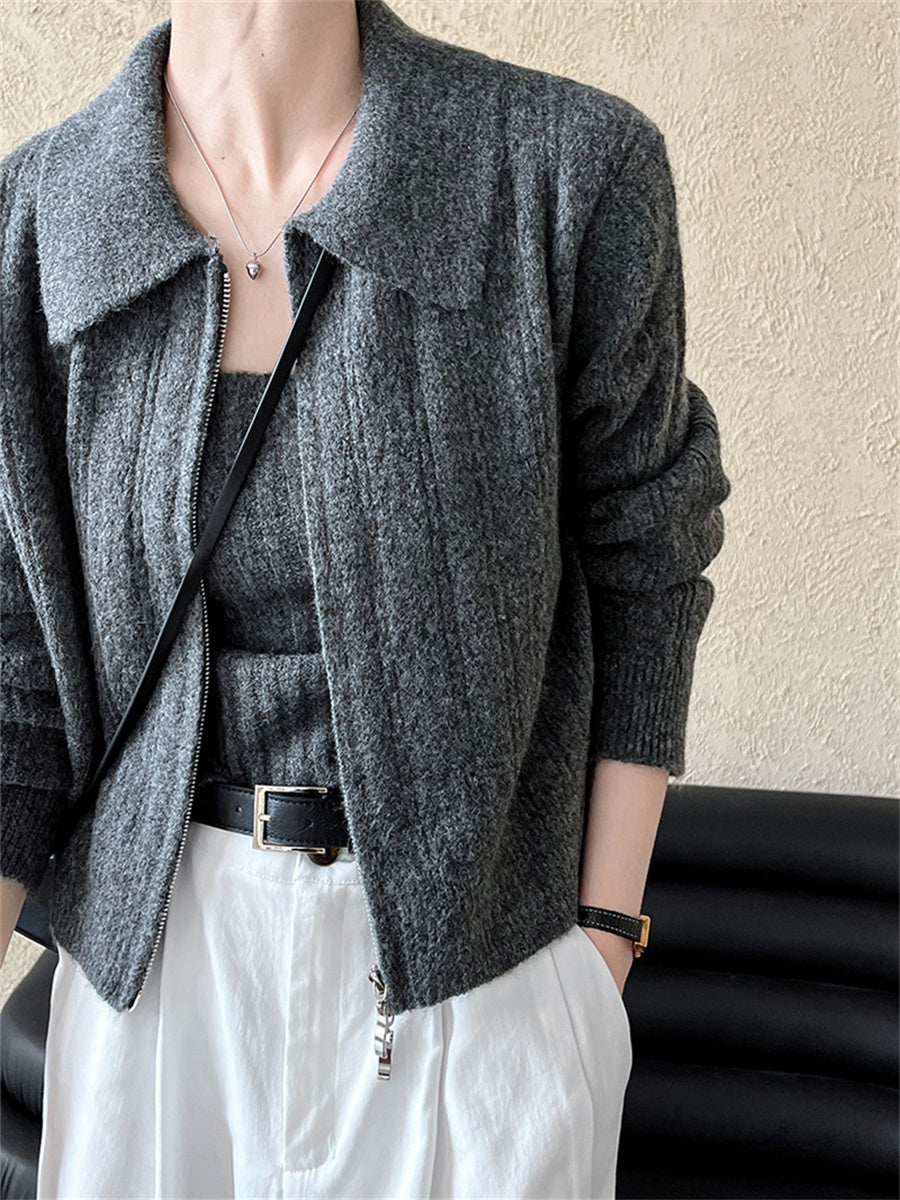 Liber AW Women's Knitted Camisole and CardiansTwo-Piece Suit