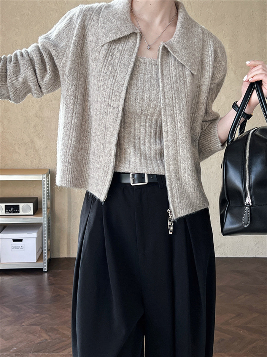Liber AW Women's Knitted Camisole and CardiansTwo-Piece Suit