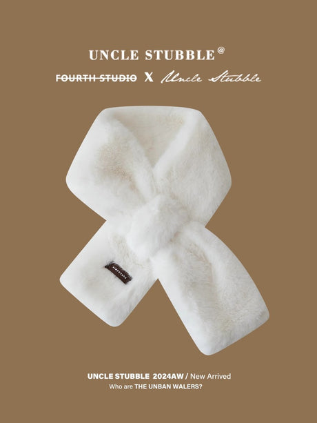 Liber Winter ACC Solid Color Faux Rabbit Fur All-match Cross Scarf
