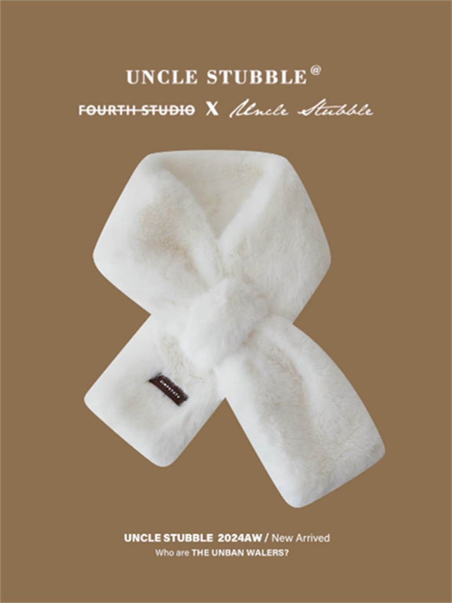 Liber Winter ACC Solid Color Faux Rabbit Fur All-match Cross Scarf