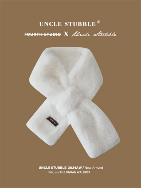 Liber Winter ACC Solid Color Faux Rabbit Fur All-match Cross Scarf