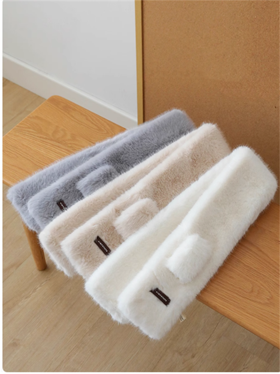 Liber Winter ACC Solid Color Faux Rabbit Fur All-match Cross Scarf