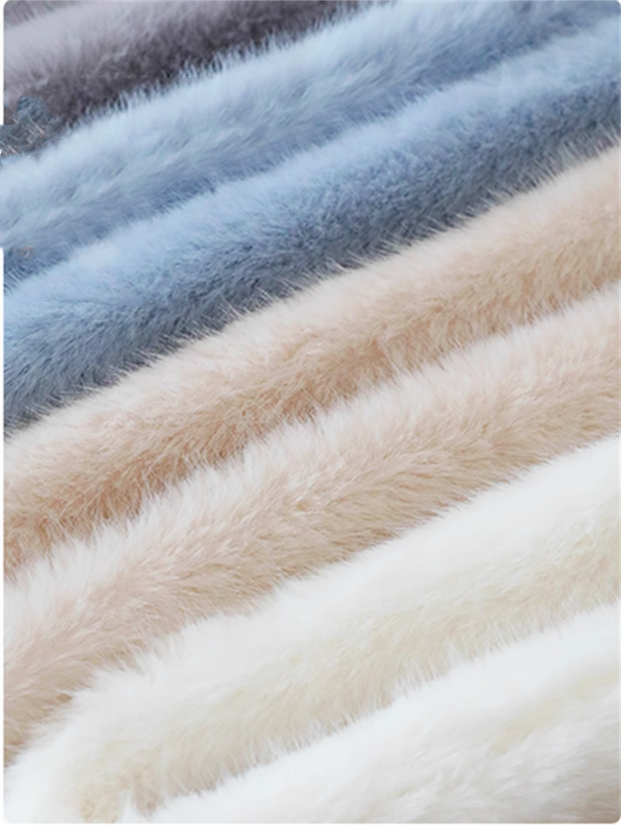 Liber Winter ACC Solid Color Faux Rabbit Fur All-match Cross Scarf