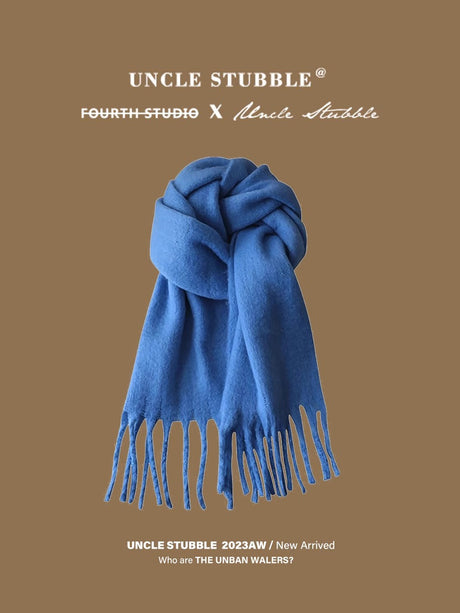 Liber Winter ACC Solid Color Tassel Thick Scarf