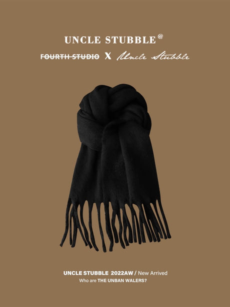 Liber Winter ACC Solid Color Tassel Thick Scarf