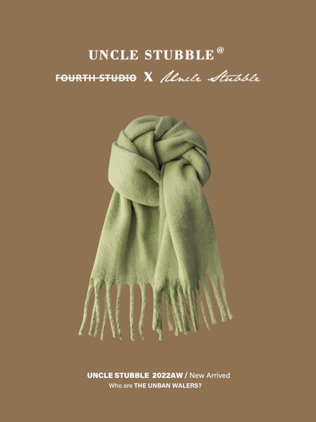 Liber Winter ACC Solid Color Tassel Thick Scarf