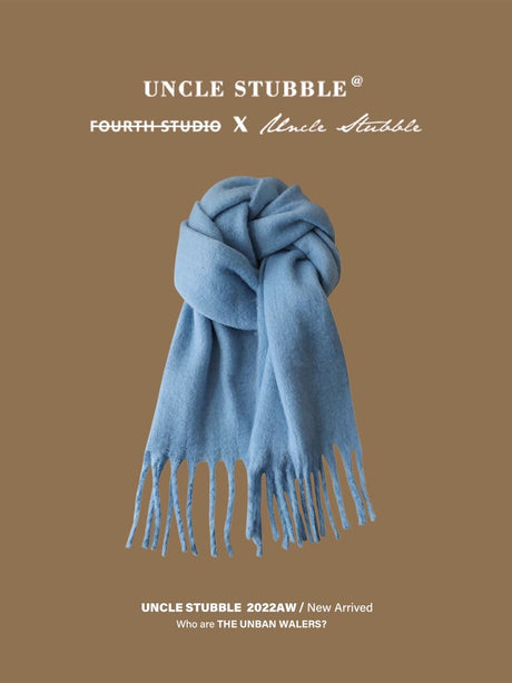 Liber Winter ACC Solid Color Tassel Thick Scarf
