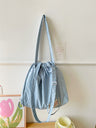 Liber ACC Large Capacity Embroidered Drawstring Solid Color Tote Bag