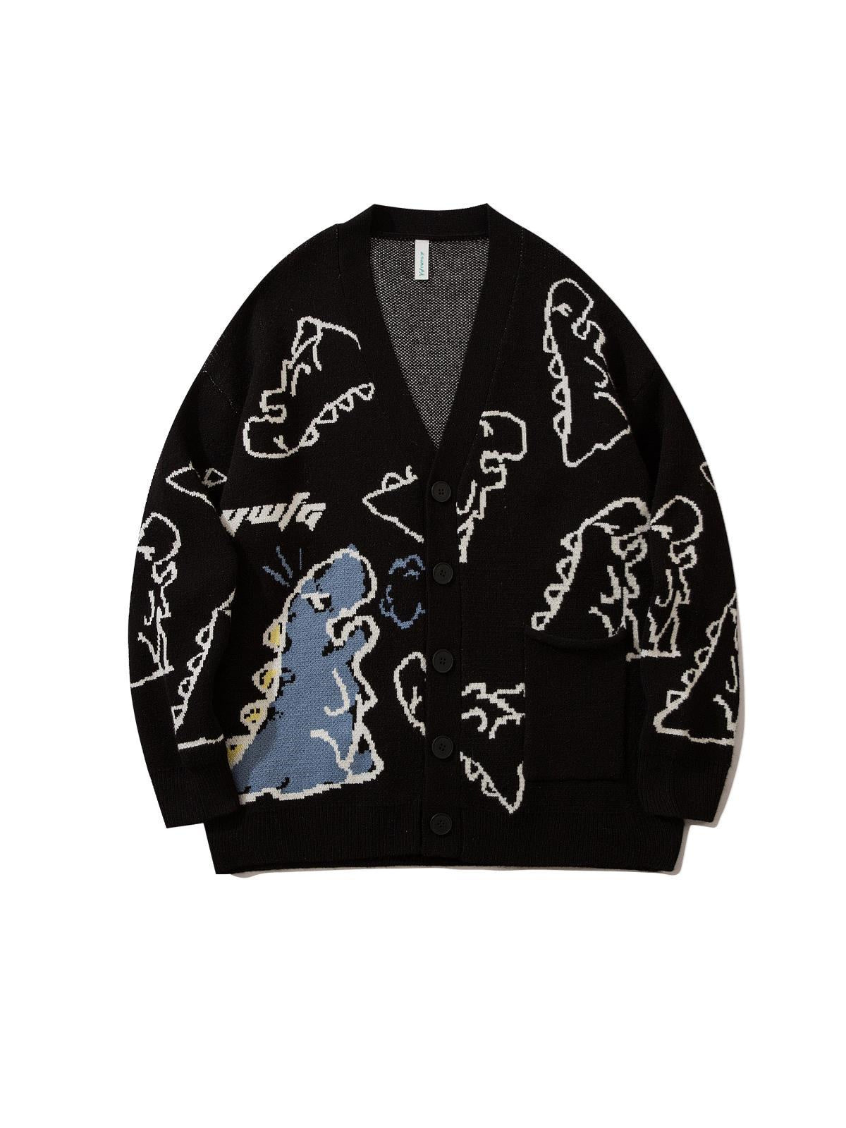 Liber Fall/Winter Men's Dinosaur Pattern Cardigan