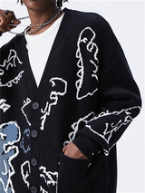 Liber Fall/Winter Men's Dinosaur Pattern Cardigan