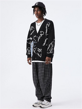 Liber Fall/Winter Men's Dinosaur Pattern Cardigan