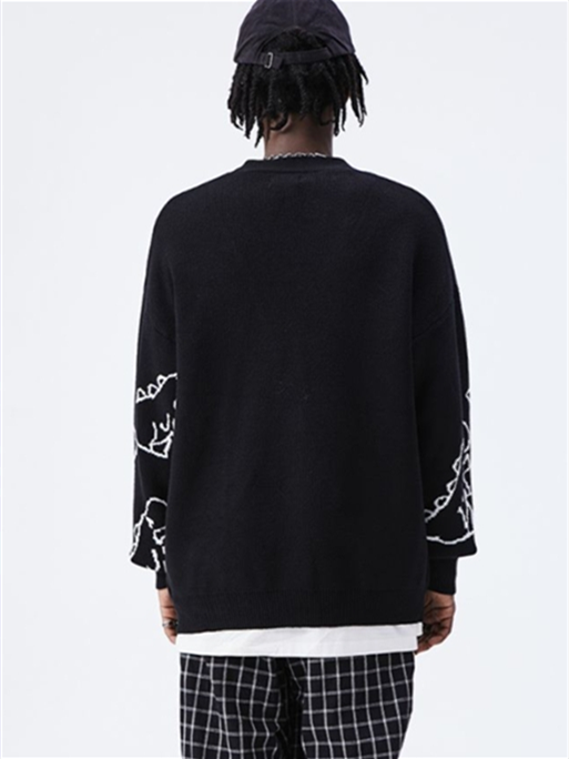 Liber Fall/Winter Men's Dinosaur Pattern Cardigan