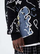 Liber Fall/Winter Men's Dinosaur Pattern Cardigan