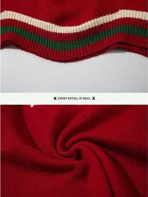 Liber Autumn Winter Unisex Polo Collar Christmas Sweater