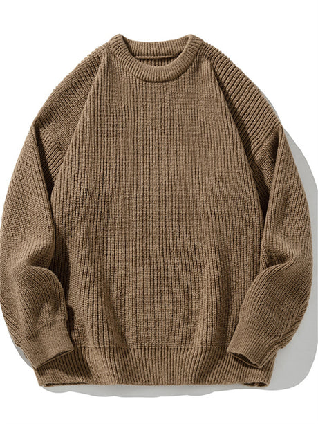 Liber AW Men's 7 Solid Colors Round Neck Long Sleeve Sweaters