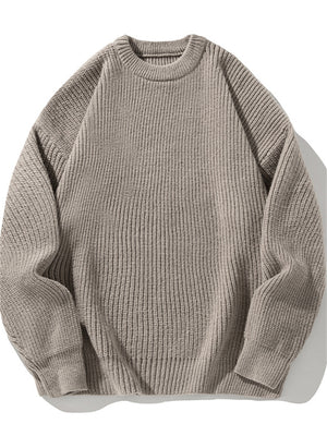 Liber AW Men's 7 Solid Colors Round Neck Long Sleeve Sweaters