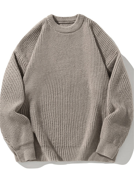 Liber AW Men's 7 Solid Colors Round Neck Long Sleeve Sweaters