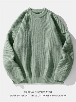 Liber AW Men's 7 Solid Colors Round Neck Long Sleeve Sweaters