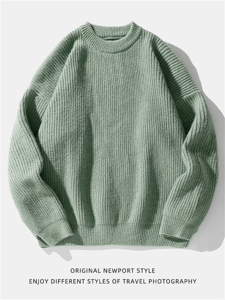 Liber AW Men's 7 Solid Colors Round Neck Long Sleeve Sweaters
