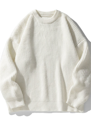 Liber AW Men's 7 Solid Colors Round Neck Long Sleeve Sweaters