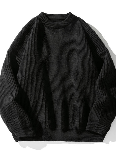Liber AW Men's 7 Solid Colors Round Neck Long Sleeve Sweaters