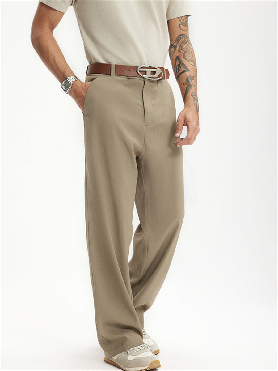 Liber SS men's solid color high-heeled simple suit trousers