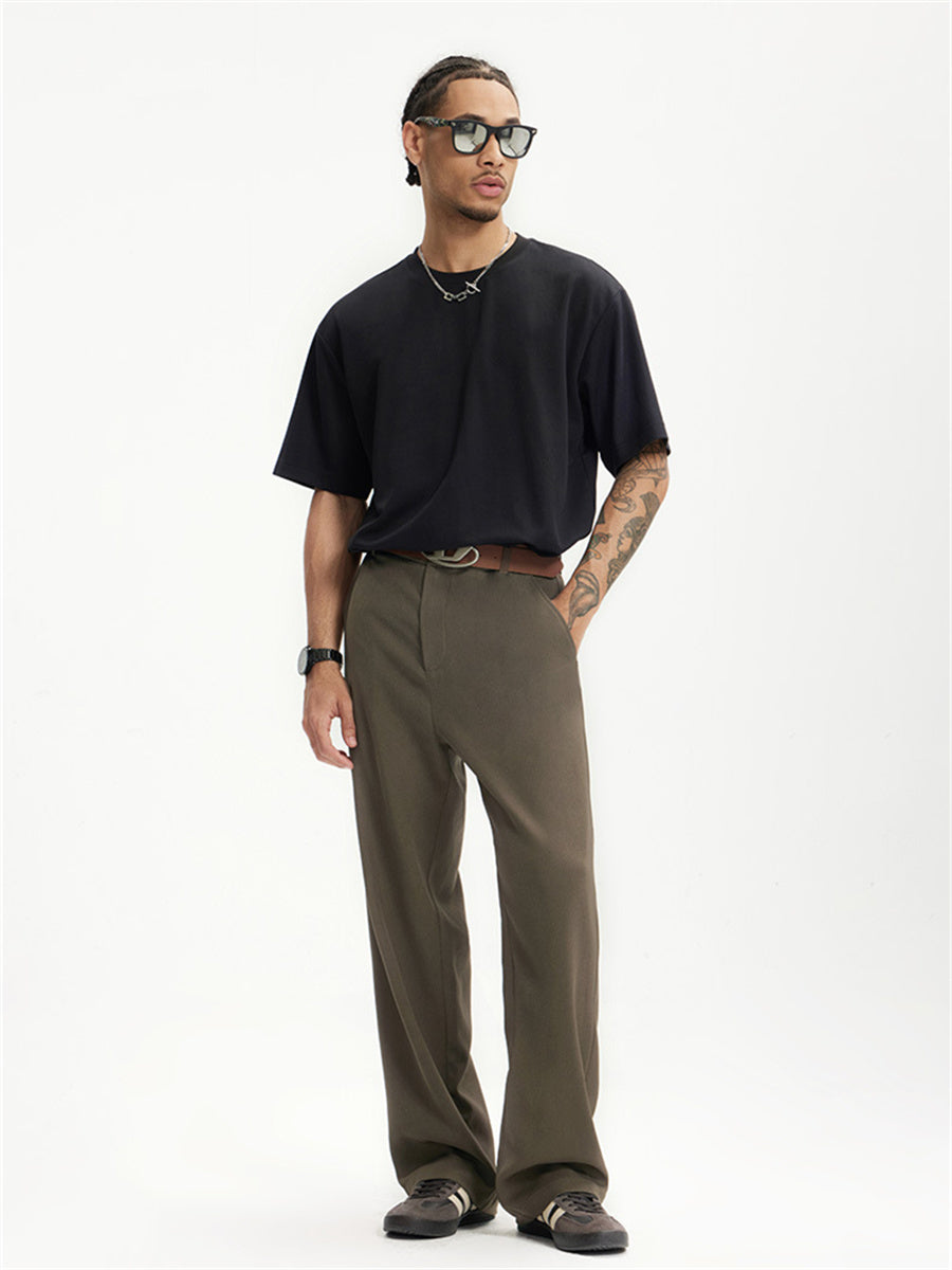 Liber SS men's solid color high-heeled simple suit trousers