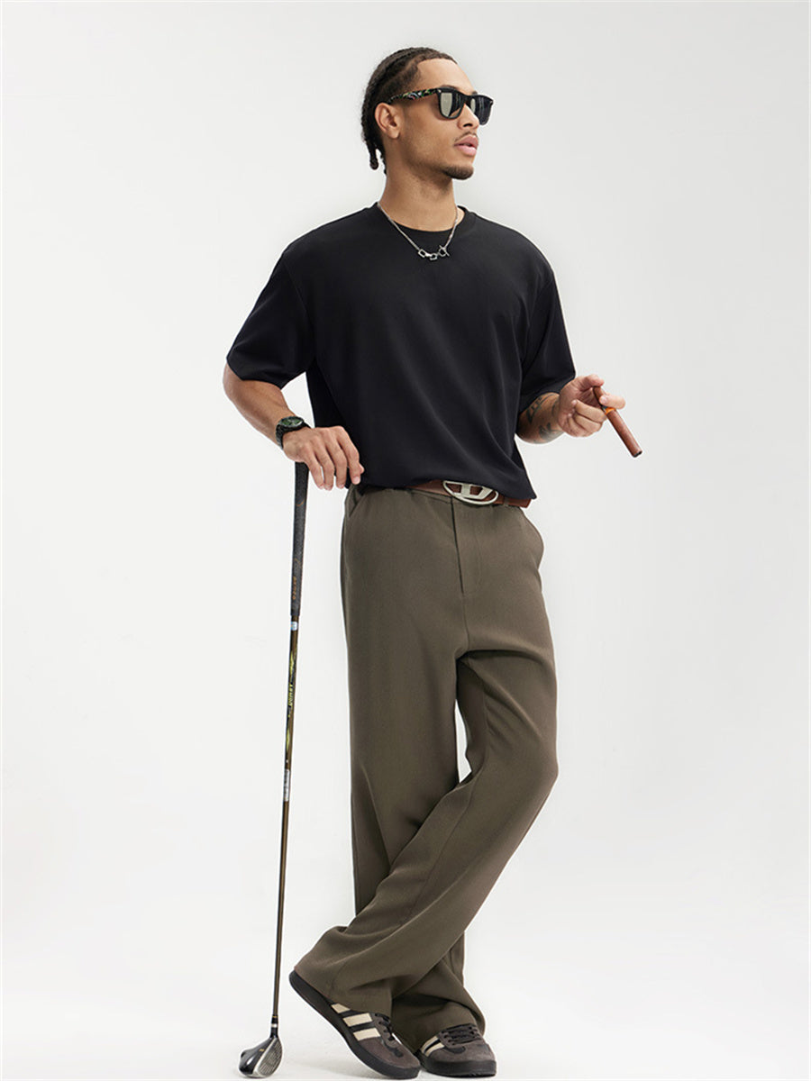 Liber SS men's solid color high-heeled simple suit trousers